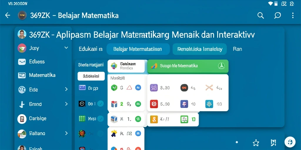 Antarmuka aplikasi 369ZK yang mudah digunakan untuk belajar matematika.