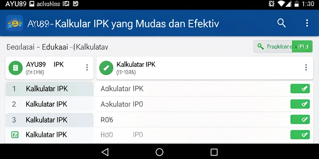 Tampilan antarmuka aplikasi AYU89 untuk menghitung IPK.