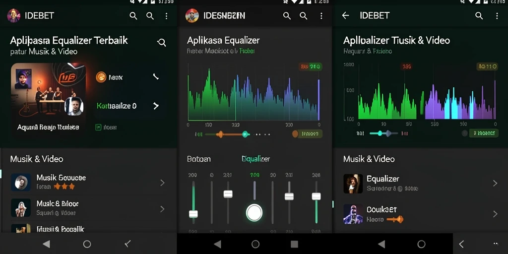 Tampilan antarmuka aplikasi IDEBET dengan fitur Equalizer yang lengkap.