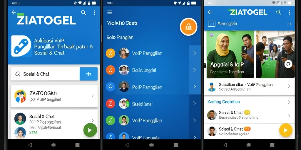 Antarmuka ZIATOGEL dengan fitur VoIP Panggilan yang sederhana dan fungsional.